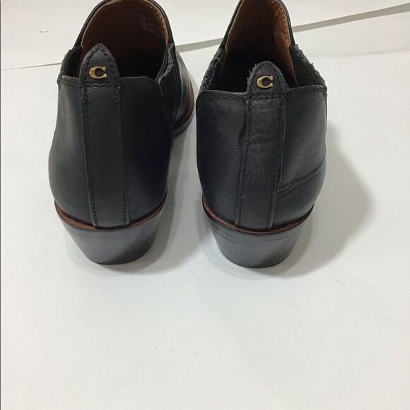 Coach Black Devin Leather Western Style Ankle Bootie Size 7B - Picture 6 of 8